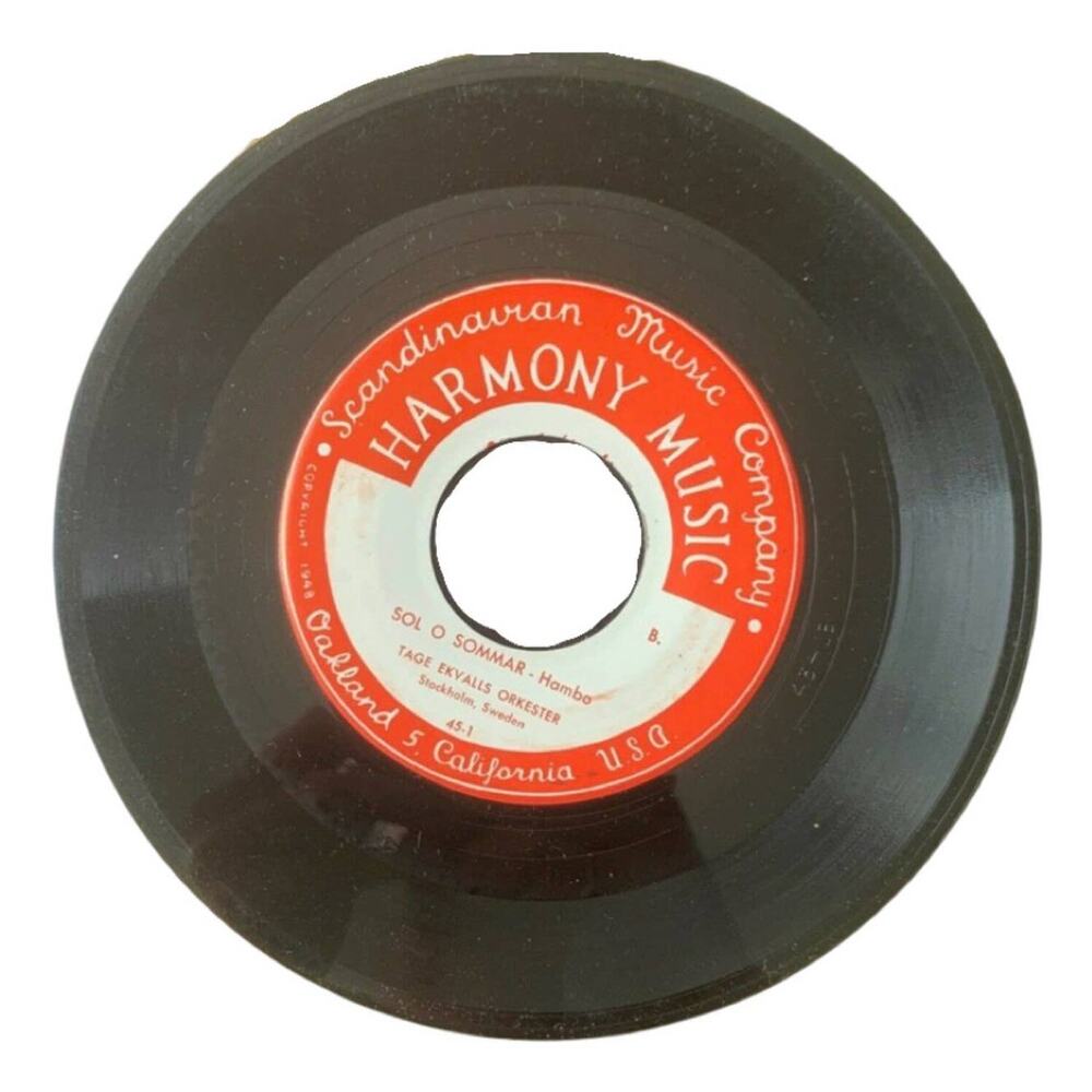 Tage Ekvalls Orkester Balen I Karlstad Sol O Sommar 45 RPM Harmony 1948 Swedish